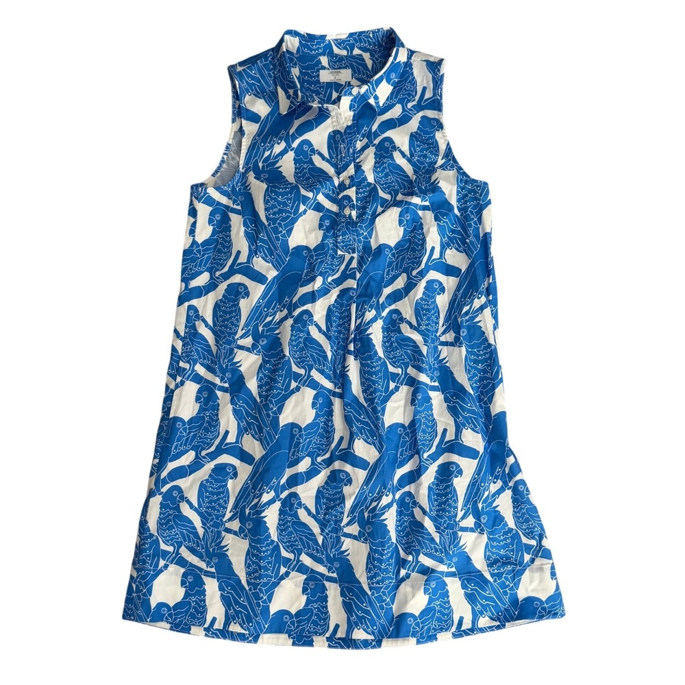 UNTUCKit Jordan Dress Womens Small Blue White Parrot Print Sleeveless A-Line - Picture 3 of 10